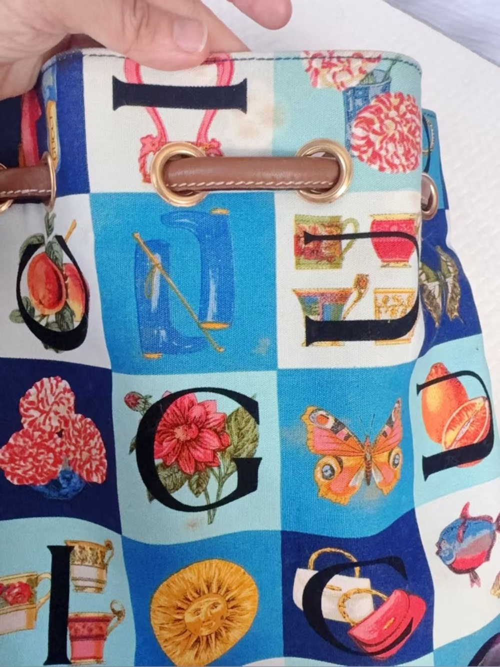 Vintage Gucci Shimo Leather Canvas Backpack All-Over Pattern RARE Vintage 1980s - Picture 14 of 15